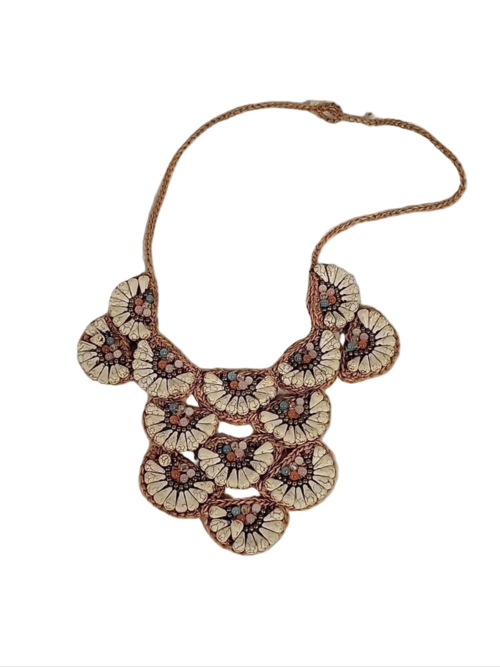Beaded Woven Braided Gypsy Tribal Boho Bib-Style Macrame Adjustable Necklace